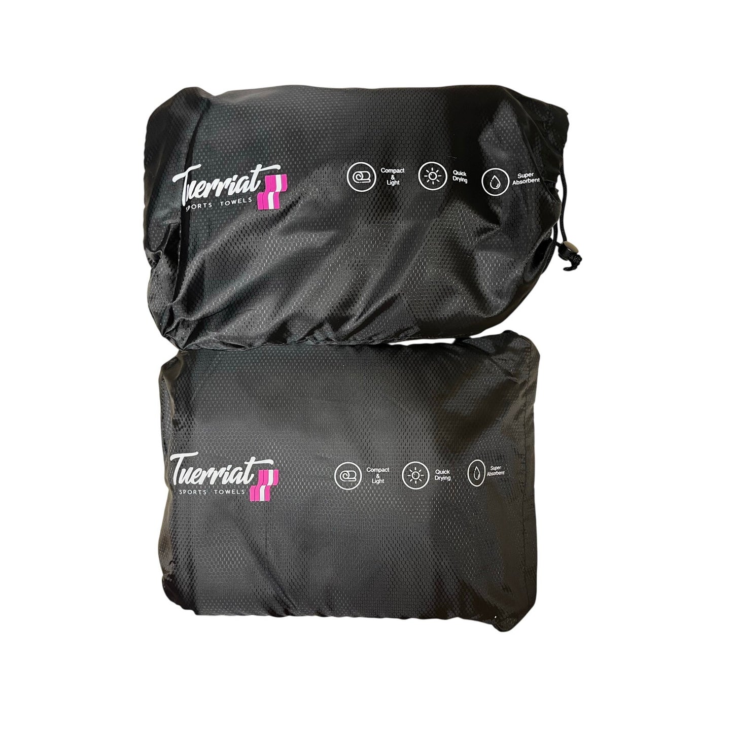 2 Tuerriat Sports Towels Blue New 90cm X 40cm Medium & 130cm X 60cm Large
