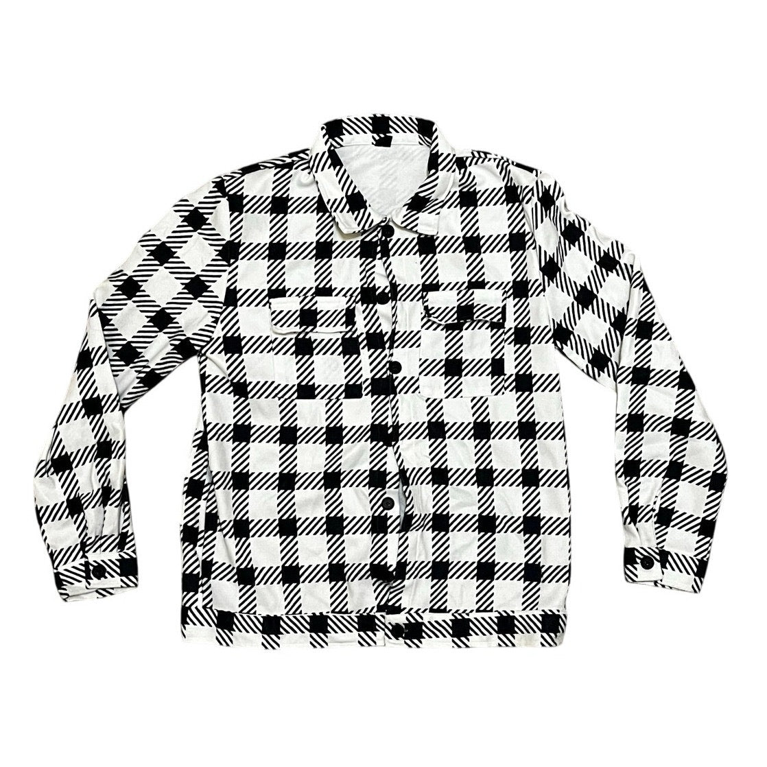 SHEIN Men’s Button Down With Black & White Checker Size Medium