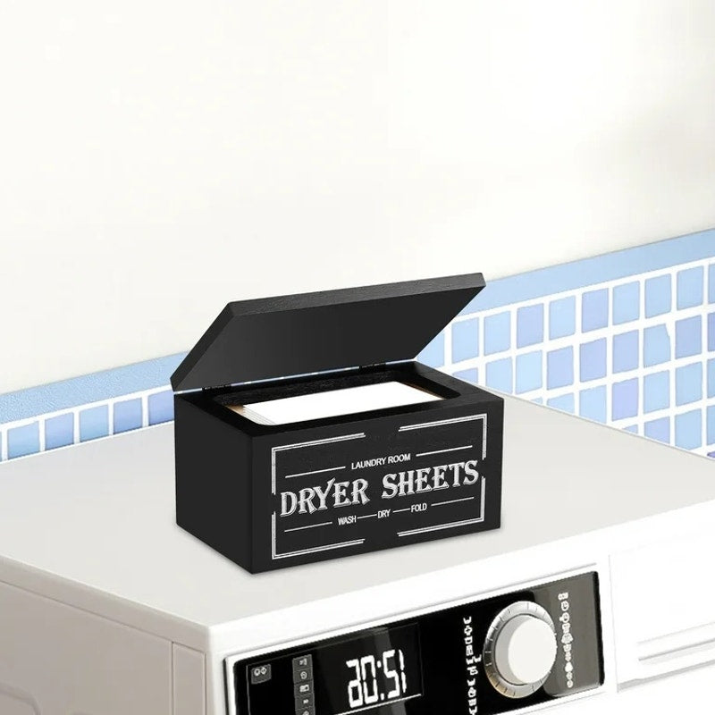 Wooden Dryer Sheet Holder With Lid Large Capacity Dustproof