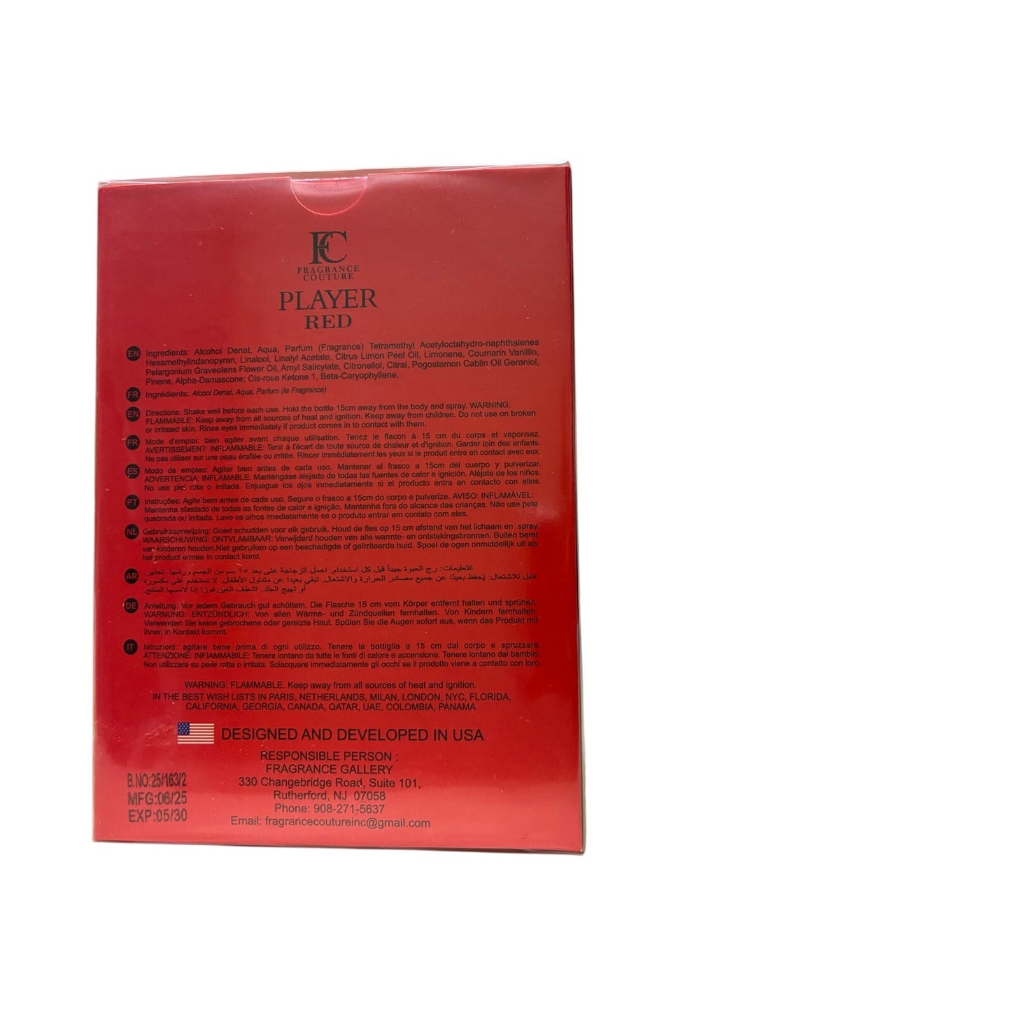 Men's Player Red EDP Spray 3.4 oz Fragrances