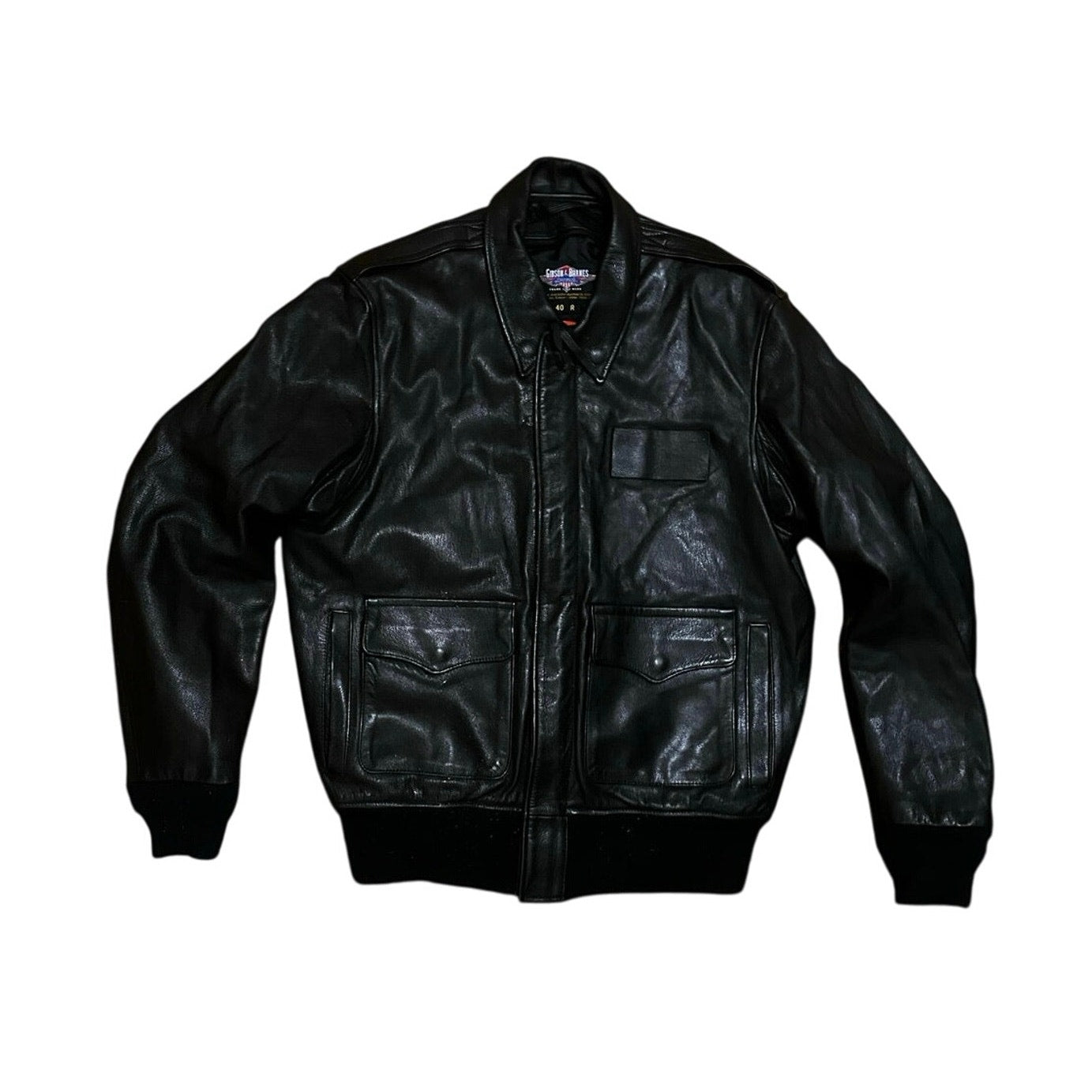 GIBSON & BARNES Heavy Duty 48 R Flight Bomber Zip In Liner LEATHER Pilot Jacket Size Large