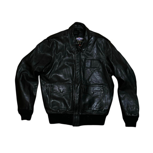 GIBSON & BARNES Heavy Duty 48 R Flight Bomber Zip In Liner LEATHER Pilot Jacket Size Large