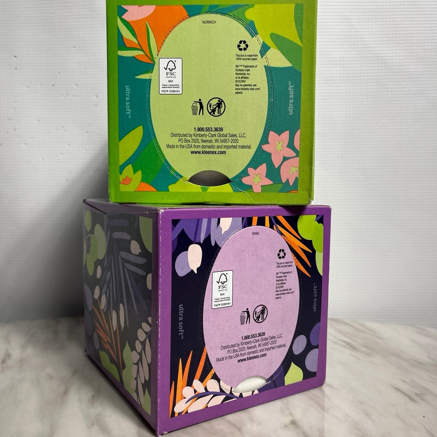 2 Boxes Kleenex Ultra Soft Facial Tissues - Cube Box