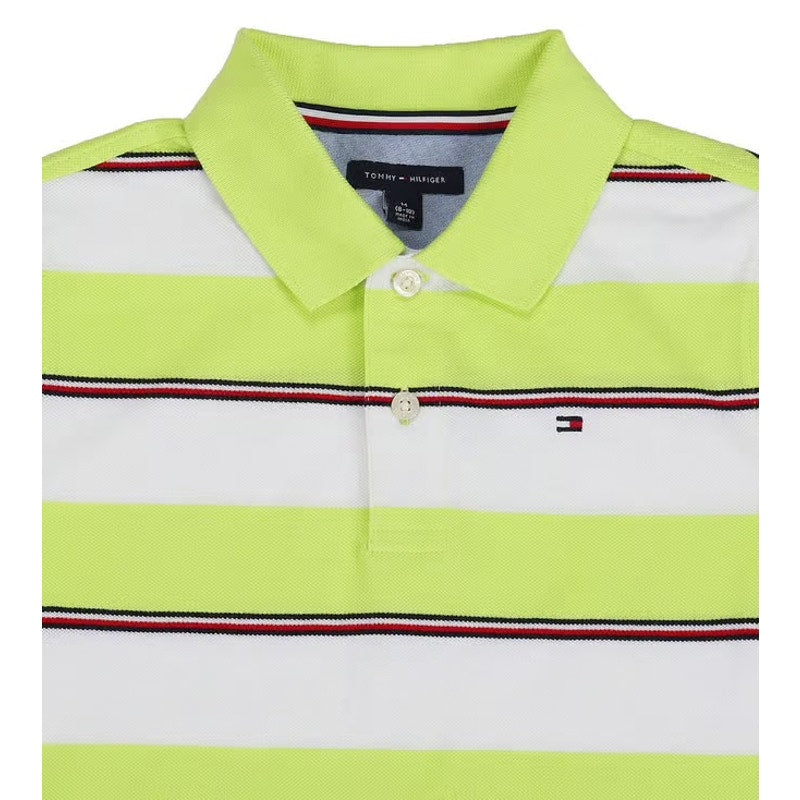 Kids Neon Lawn Striped Regular Fit Polo T-Shirt Size 4-5