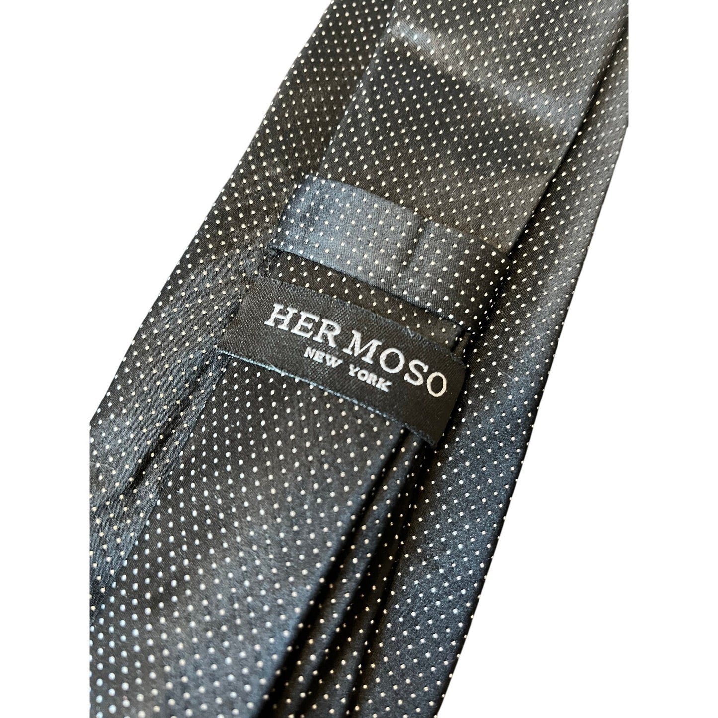 Her Moso Black Men’s Tie With White dot on it
