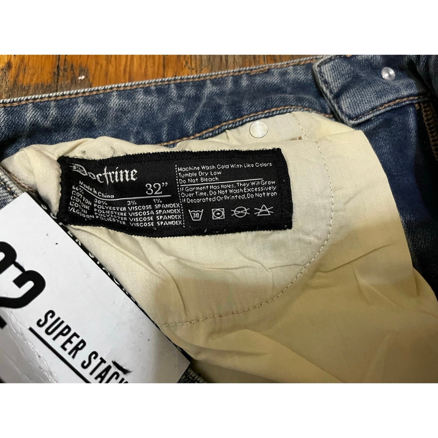 Doctrine Denim Blue Men’s Superstack Men’s Jean’s Size 32