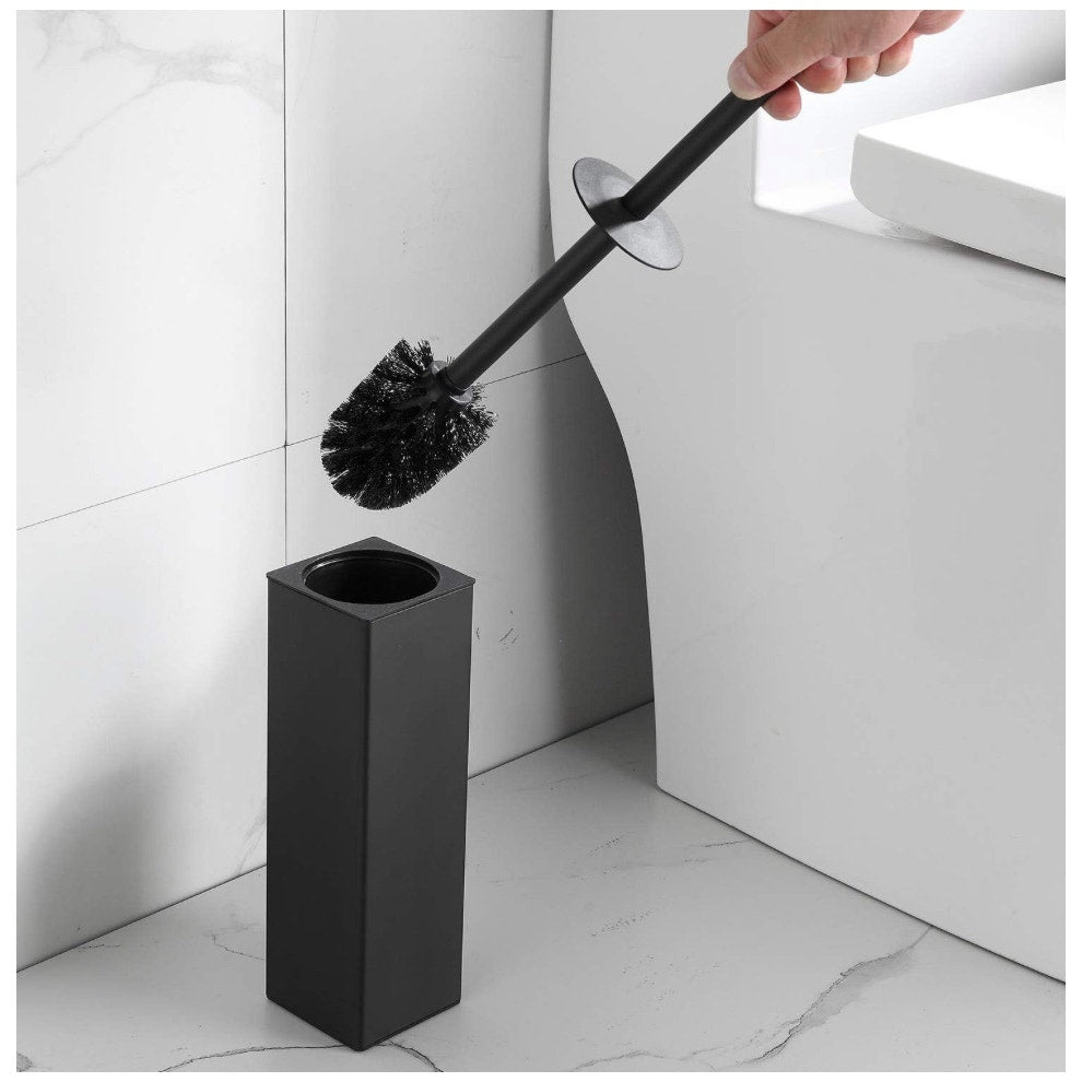 BGL Toilet Brush and Holder Set, Matte Black Freestanding Space Saving