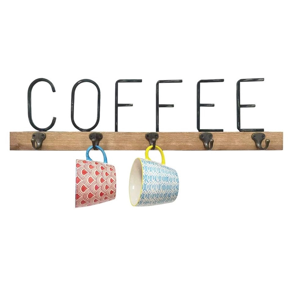 Vintage Farmhouse Metal Tube Letter Coffee Sign Coffee Mugs Rack