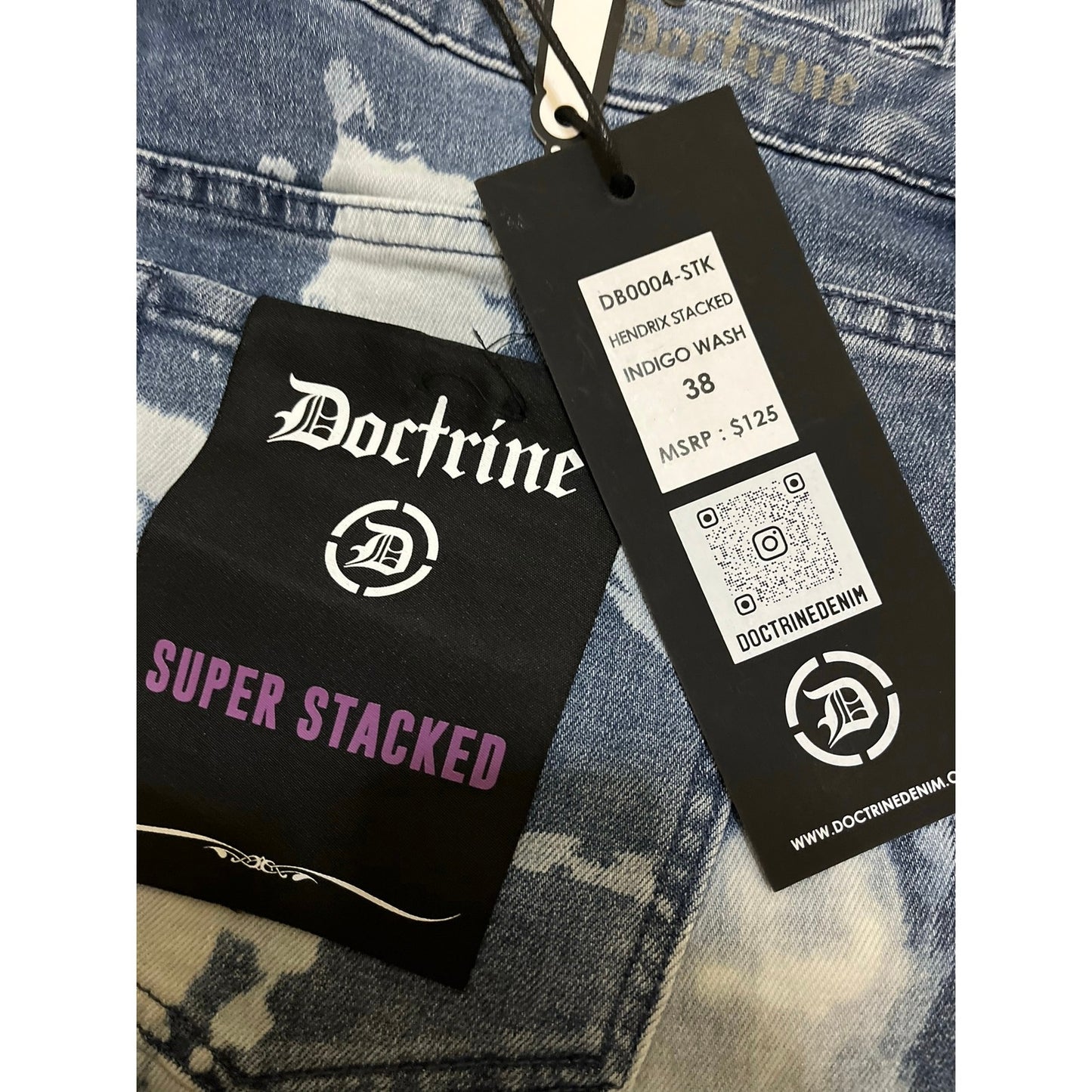 Doctrine Hendrix Stacked Indigo Wash Size 38 New