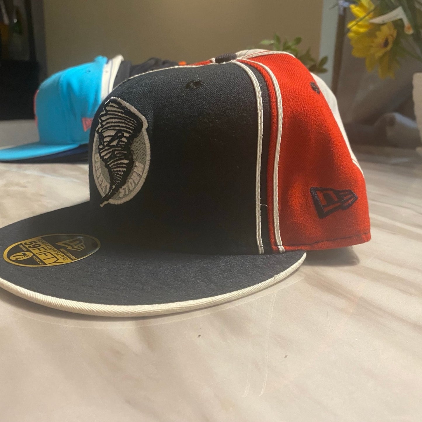 New Era Hat 7 5/8 Black/Red/White