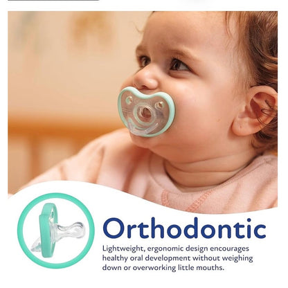 Dr. Talbot's Soft-Flex Orthodontic Pacifiers 0-6 Months, Aqua/White, 2 Pack