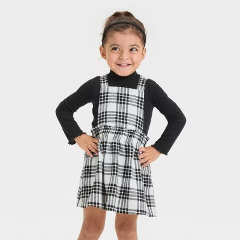 Toddler Girls' Mockneck Long Sleeve Plaid Flannel Skirtall - Cat & Jack 2T