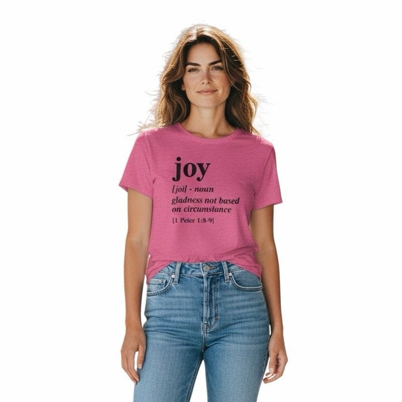 Gildan Women’s Joy Gladness Not Based On Circumstance Pink T-shirt