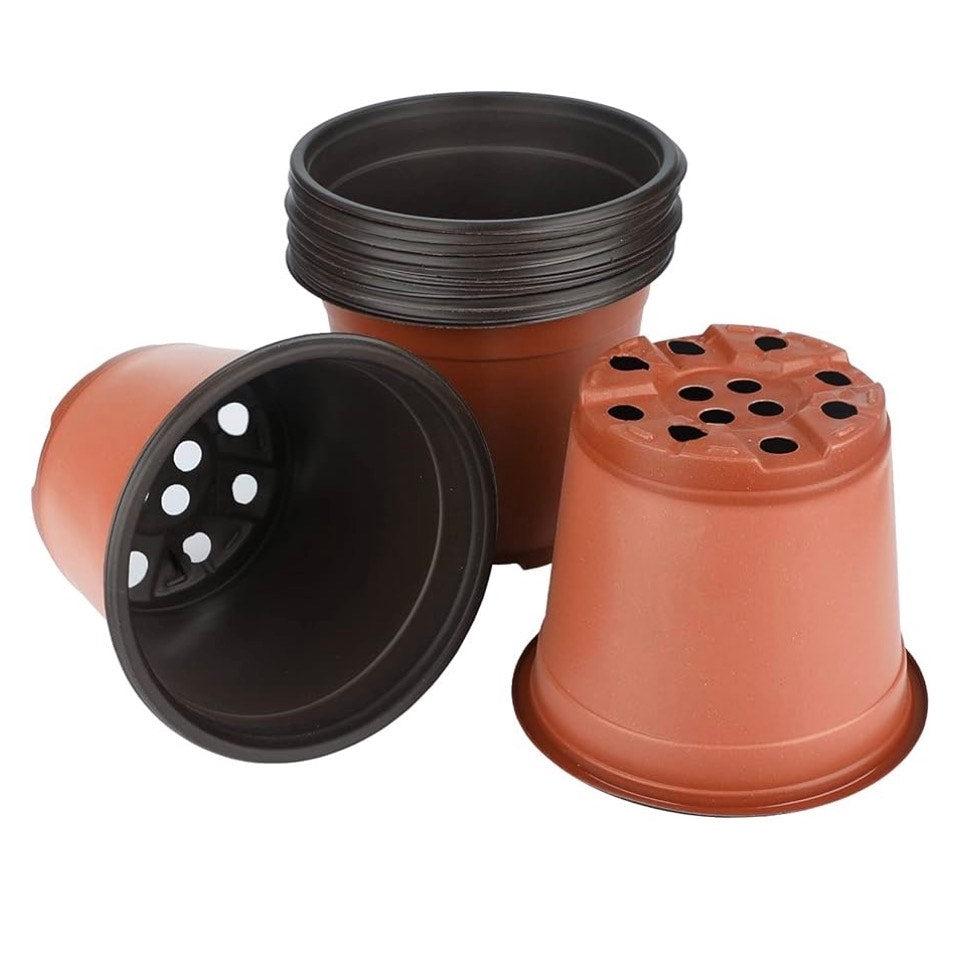 100 Pcs 6" Plastic Plants Nursery Seedlings Pot/Pots Flower Plant Container