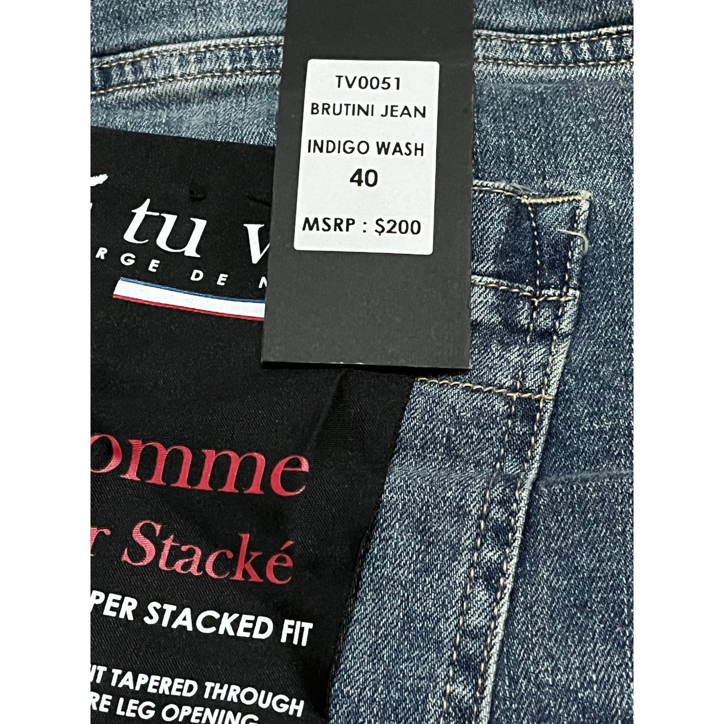 Si Tu Veux Brutini Jeans Indigo Wash Superstack Men’s Size 40