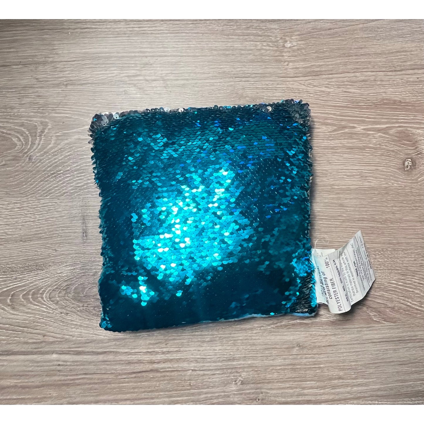 Stuffed Pillow Green & Sliver 9” X 9”