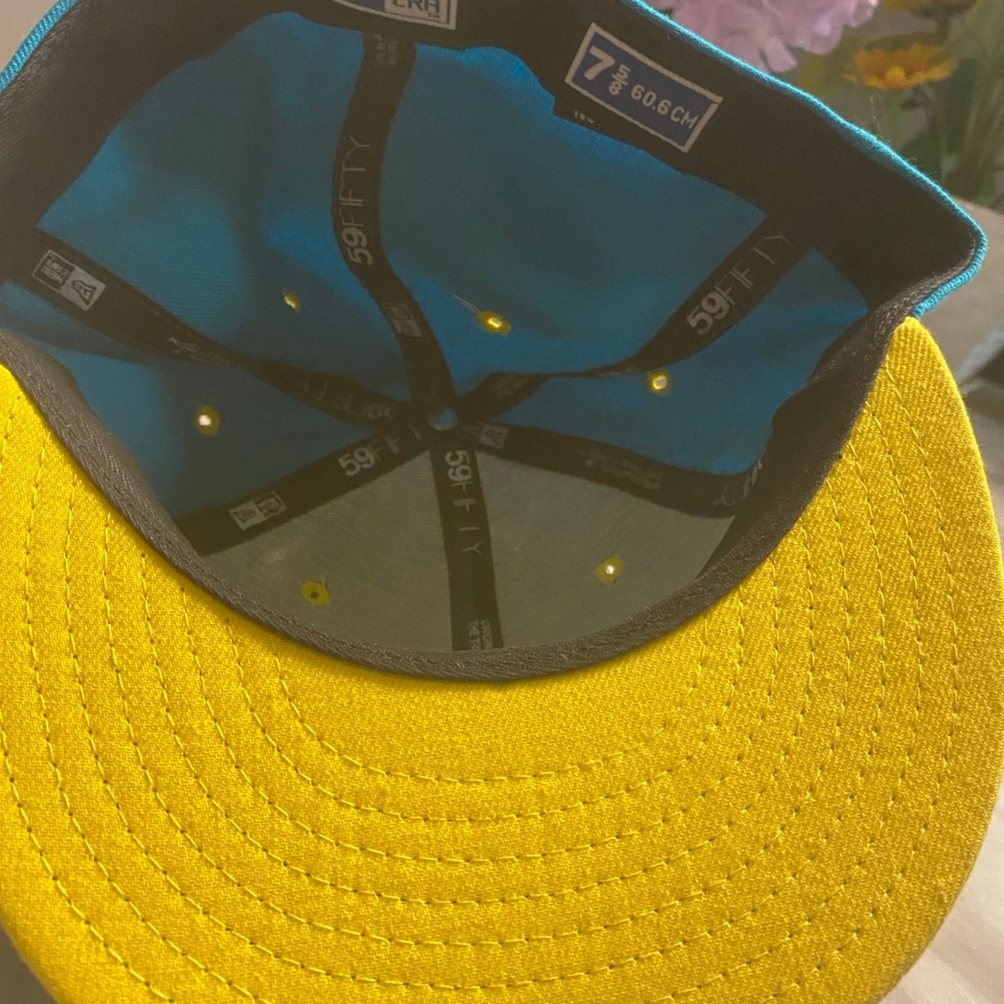 New Era Hat 7 5/8 Green & Gold