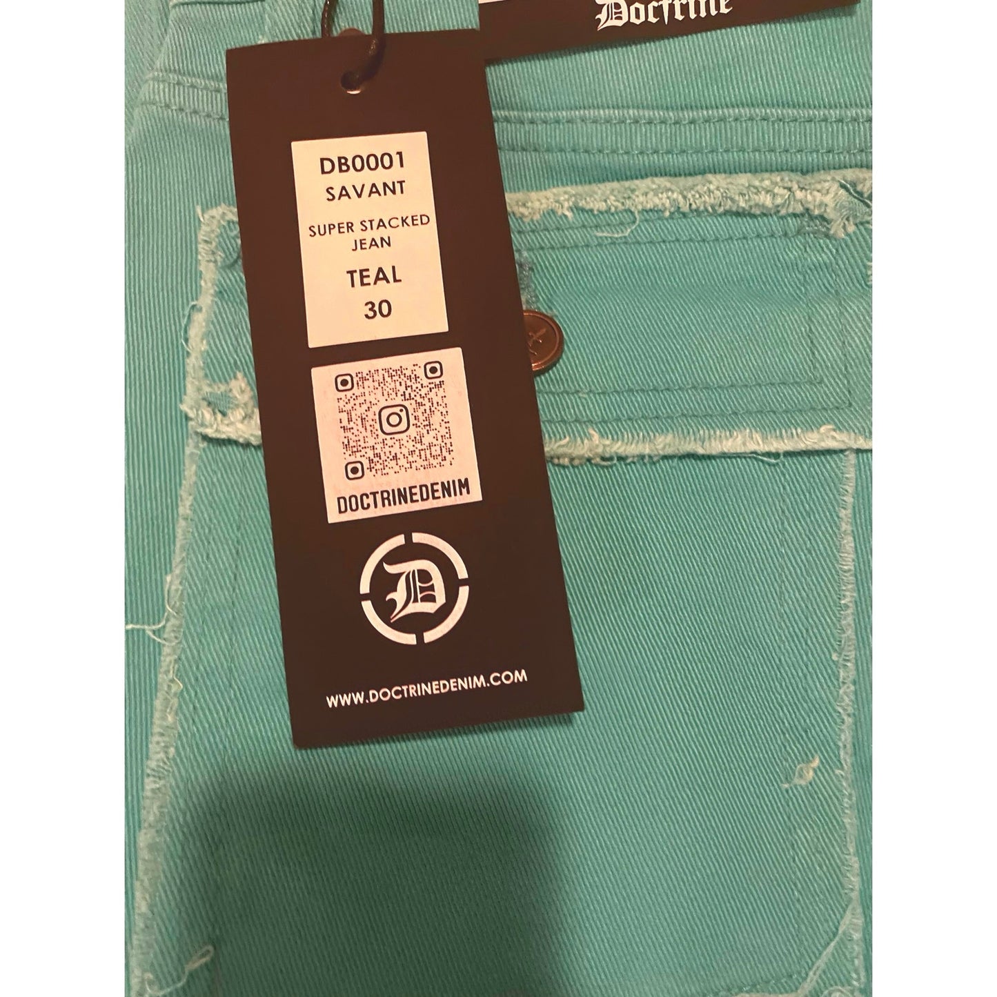 Doctrine Savant Super Stacked Jean Teal Size 30