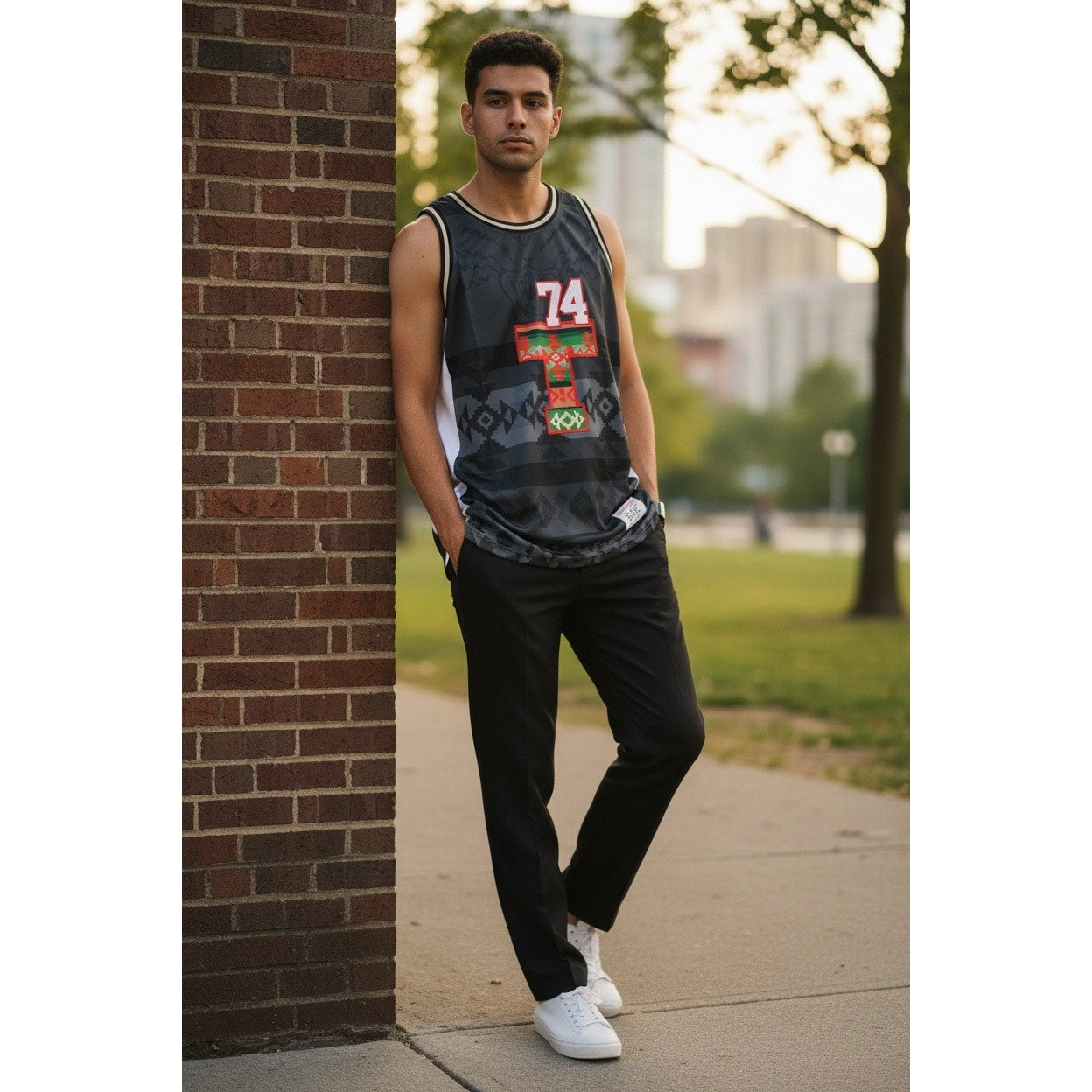 Tisa Black Tribal Basketball Jersey Size XL TISA01-BBJ-09