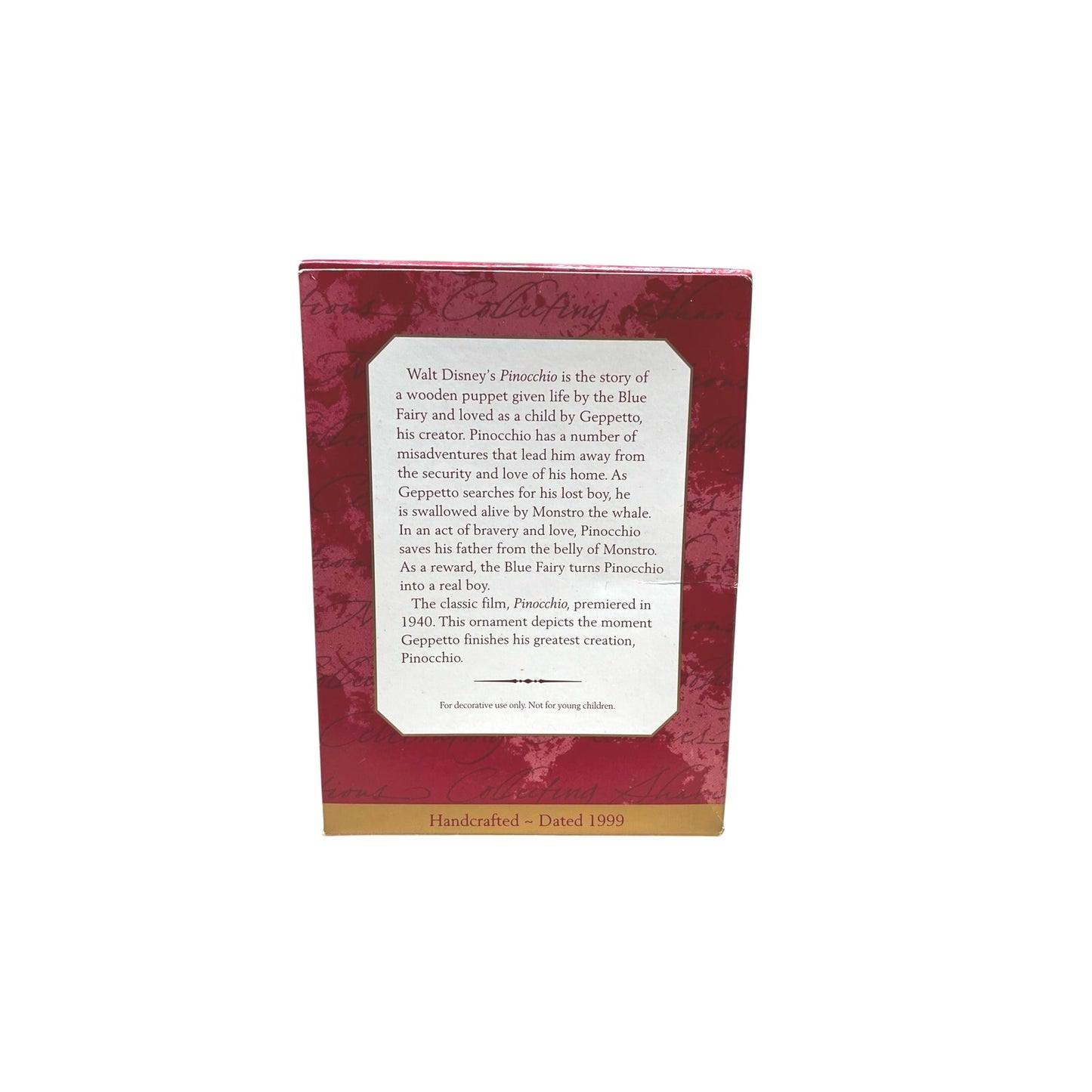 1999 Pinocchio and Geppetto Disney Hallmark Keepsake Ornament
