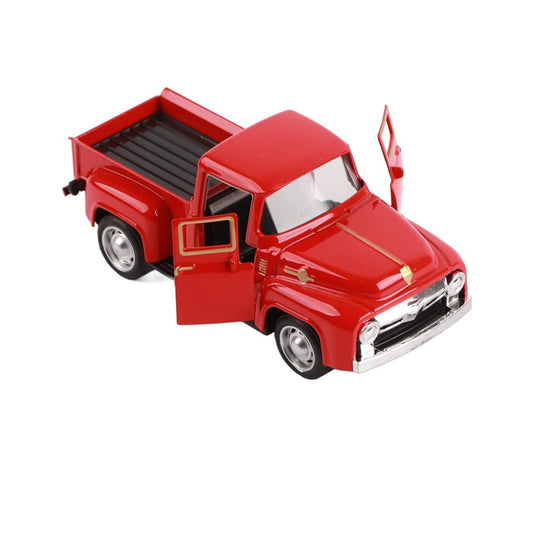 Vintage Red Truck Toys,Christmas Red Trucks Decorations Metal Pickup Toy