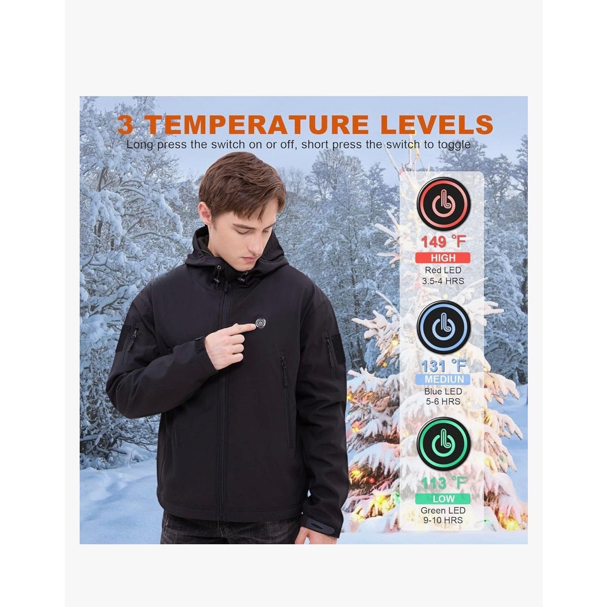 Leamos Heated Jacket for Men with Battery Pack Size Medium