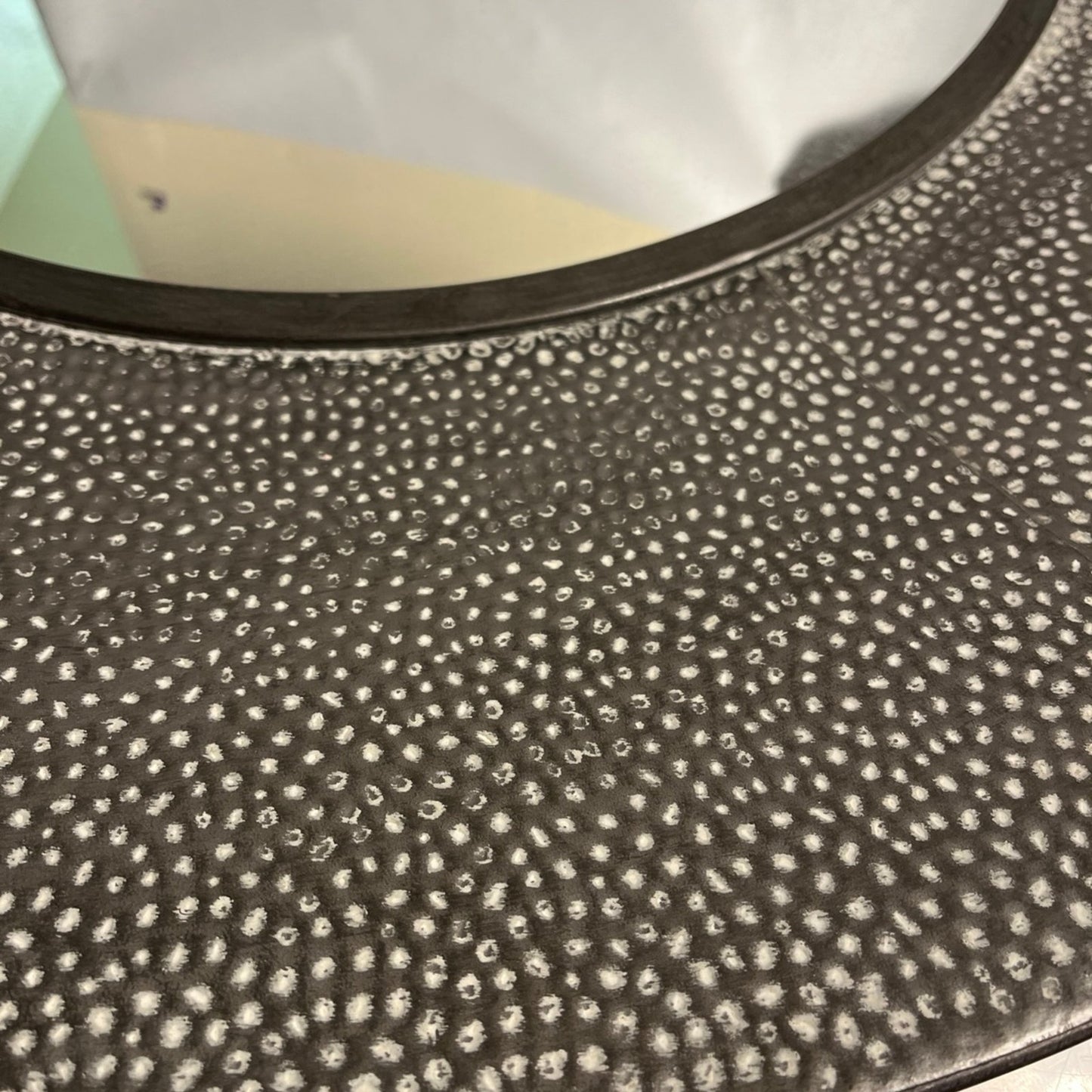 Textured Monochrome Round Mirror