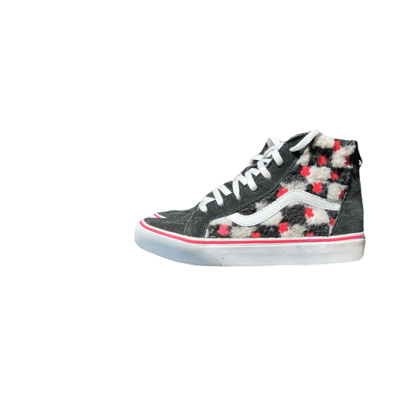 VANS SK8 Hi Zippered Pink-Stars Fuzzy-Checks 507698 Kids Size 3