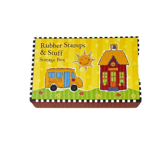 School Teacher RUBBER STAMPS & INK W STORAGE BOX NEW