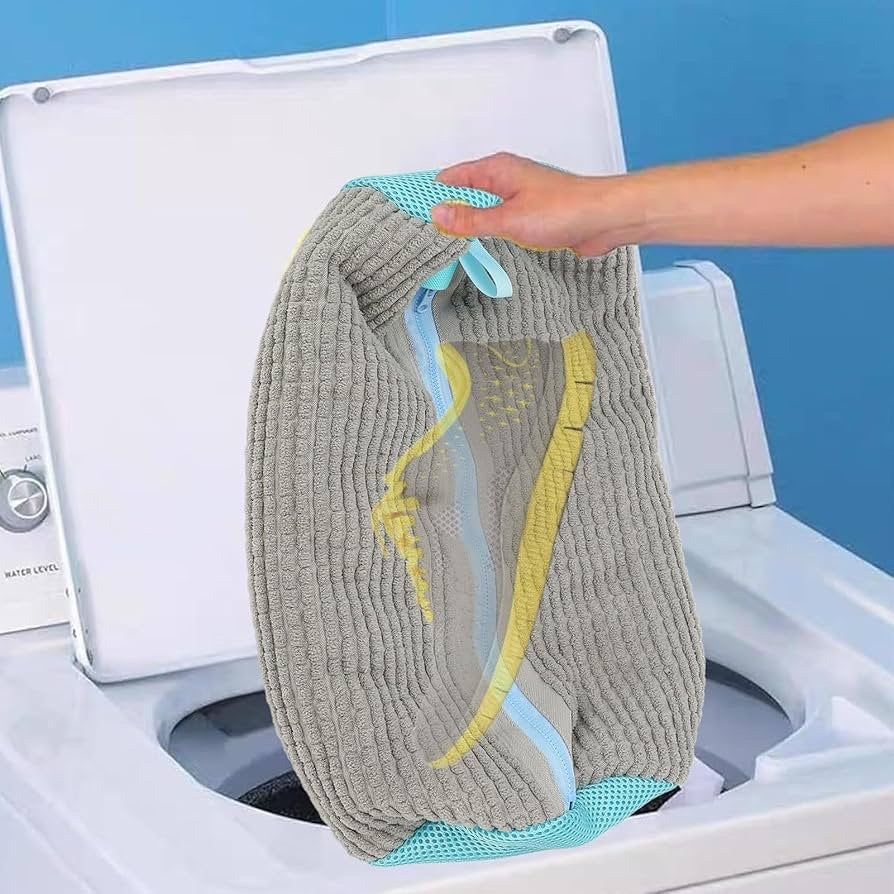 Shoe Washing Machine Bag, Reusable Shoes Laundry Bags with Zipper, (Gray)