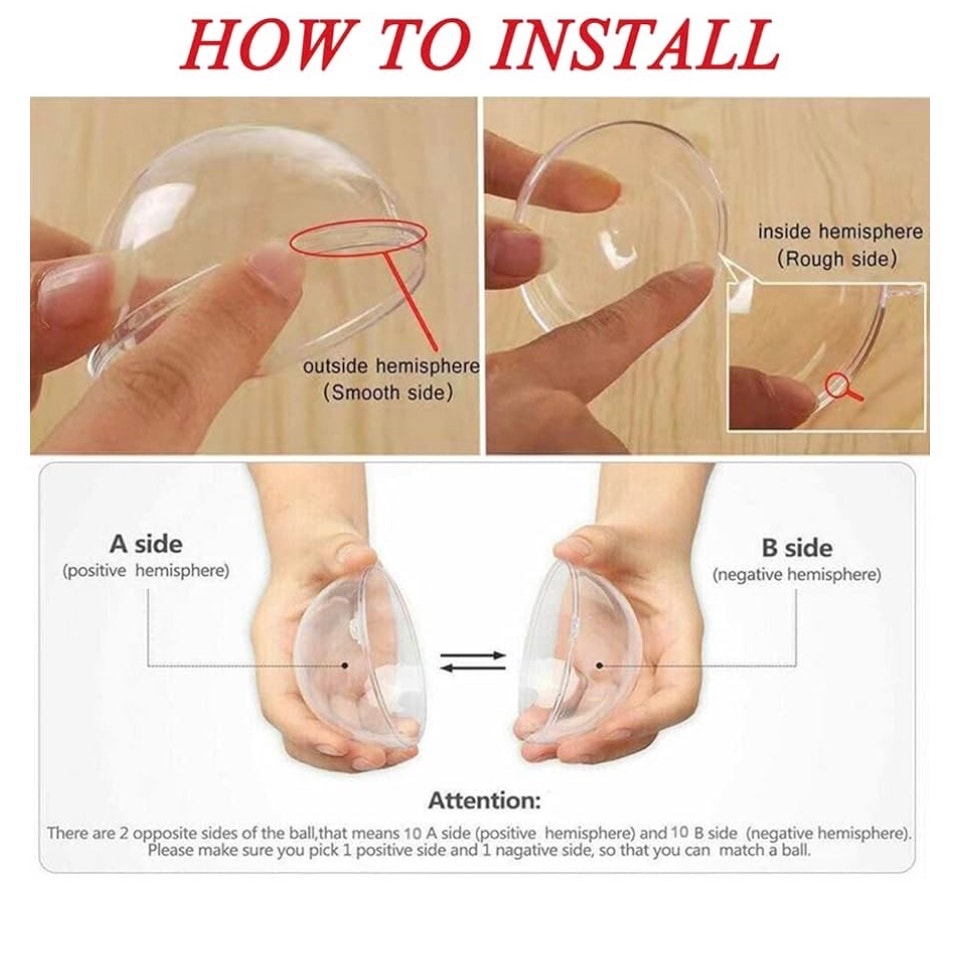 20 Clear Fillable Ornaments Balls- 60mm/2.36" Transparent Plastic