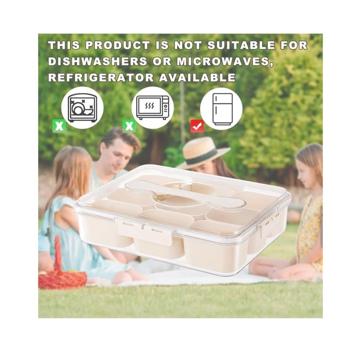 Divided Serving Tray with Lid and Handle Snackle Snack Box Charcuterie Container