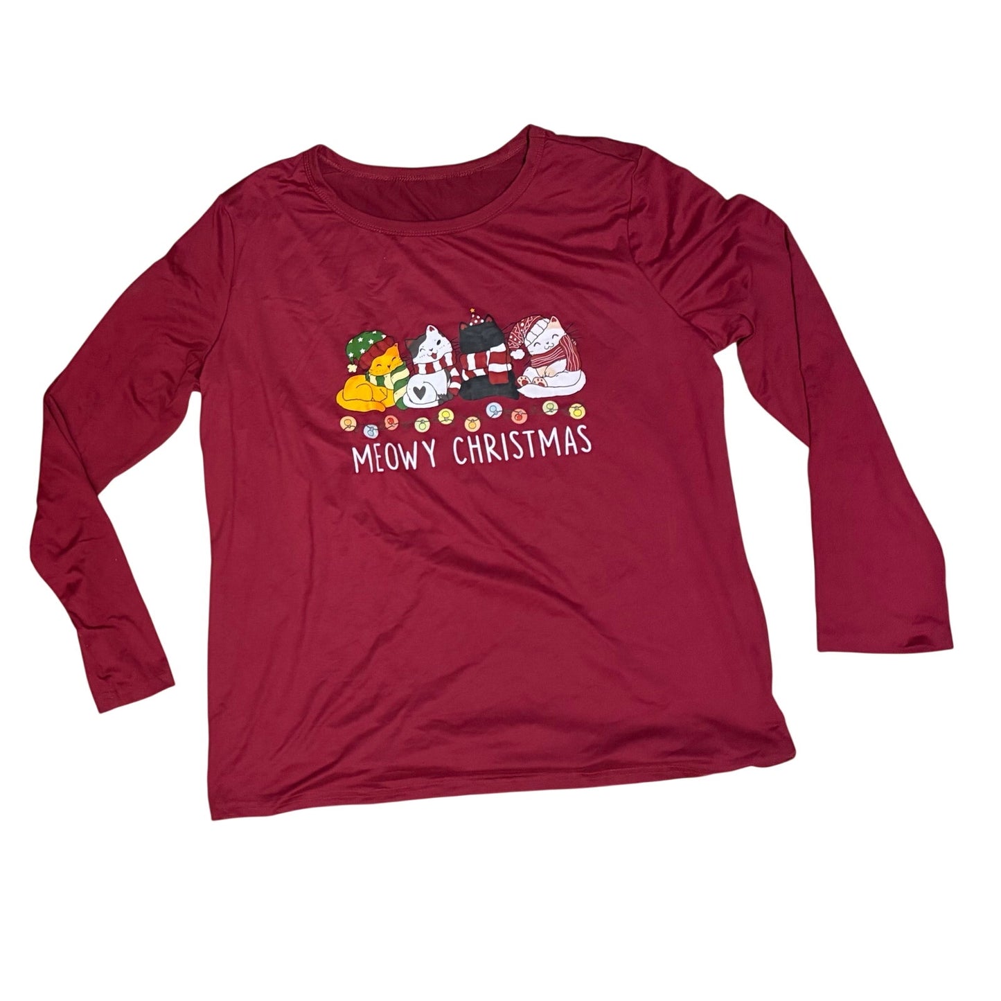 Women’s burgundy Christmas Long Sleeve Shirt Size XL