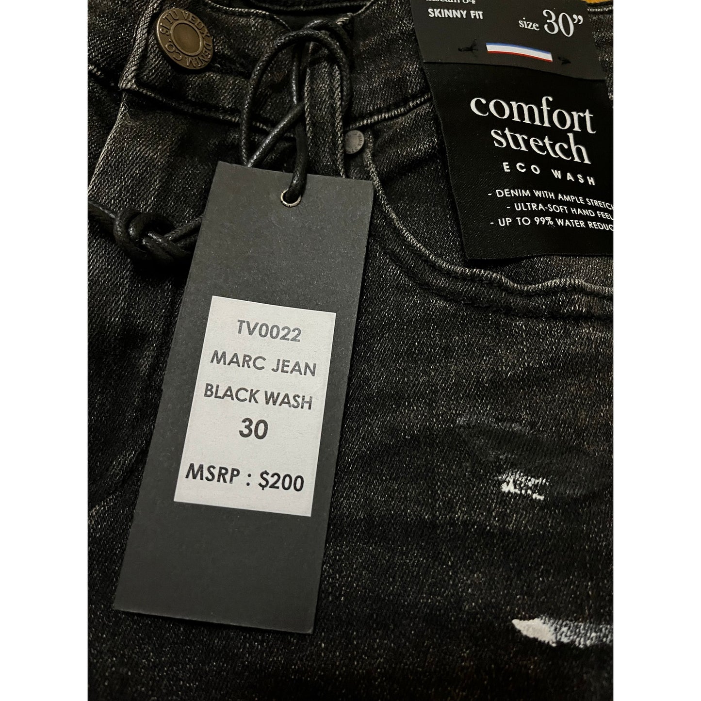 Si Tu Veux Marc Jeans Black Wash Superstack Mens Size 30