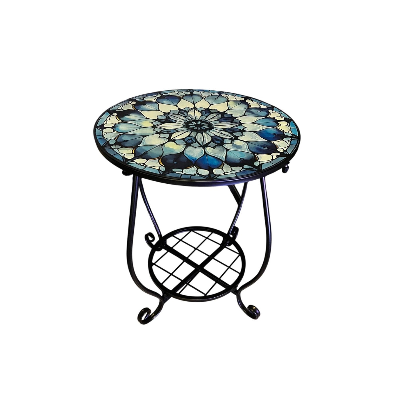 14 Outdoor Side Table Round Mosaic Patio Accent Indoor End Plant Metal table
