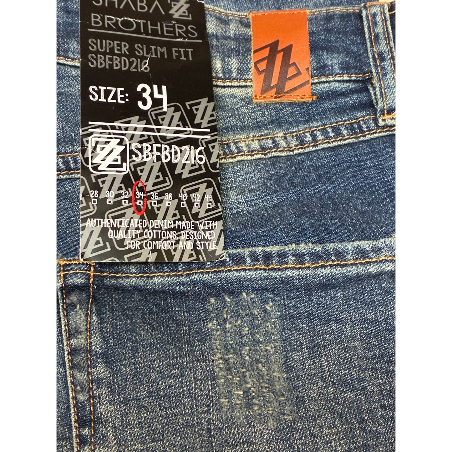 Shaba Z Brothers Blue Super Slim Fit SBFBD216 Size 34