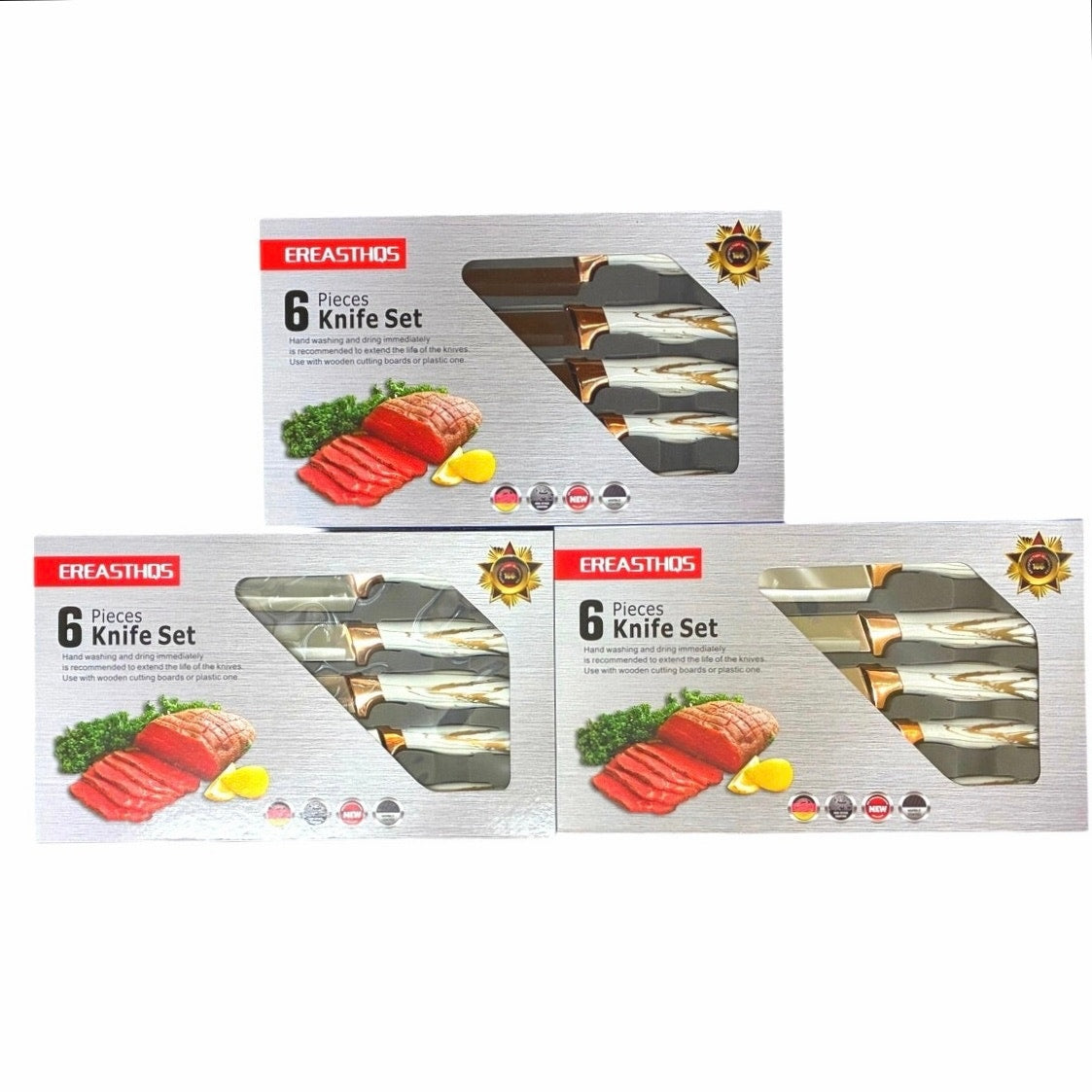 A Bundle Of 3 Ereasthqs 6 Pieces Knife Set