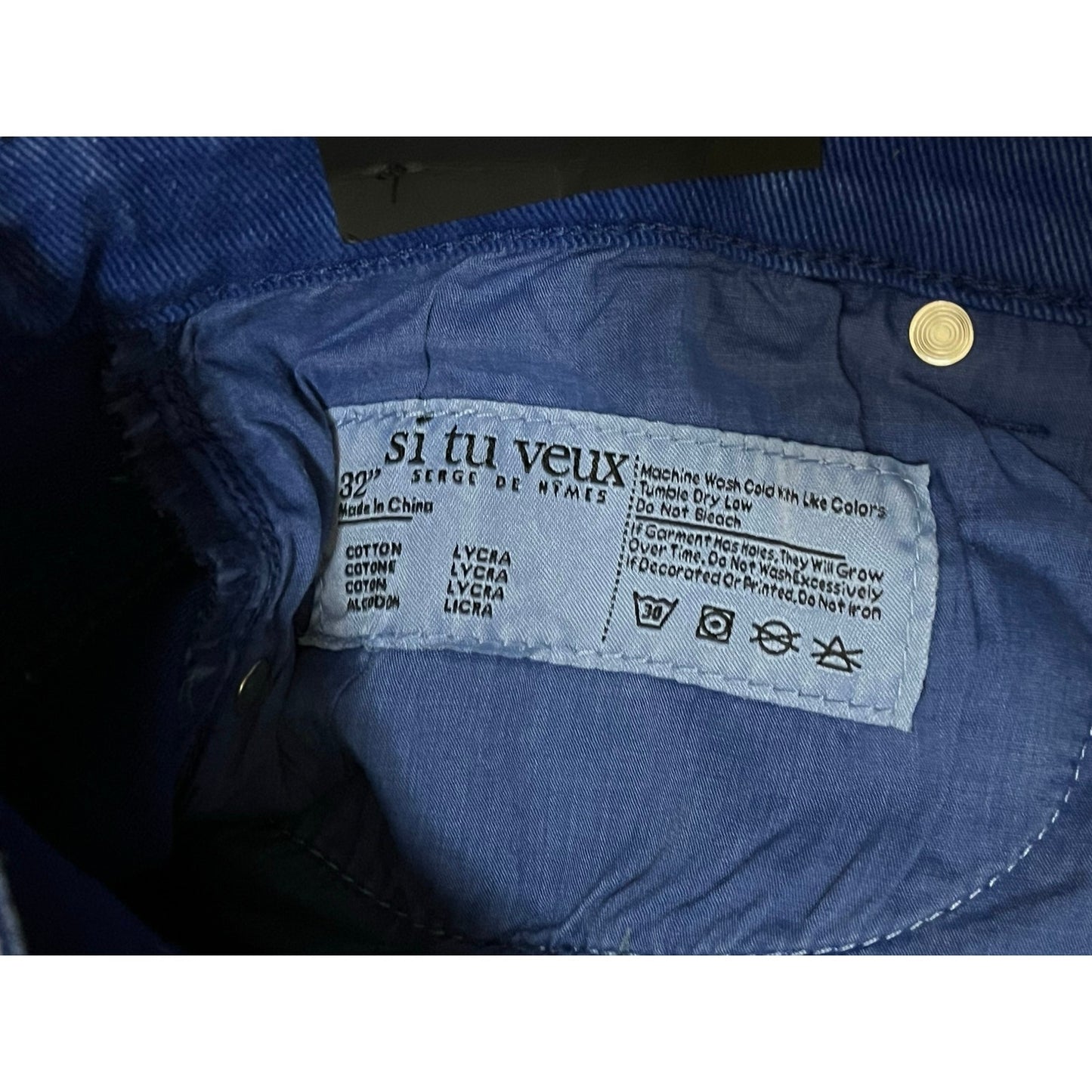 Si Tu Veux Royal Blue Superstack Men’s Jean’s Size 32