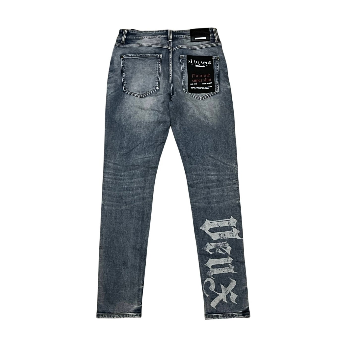 Si Tu Veux Men’s Blue Jean’s Size 32 With Si Tu Veux On The leg