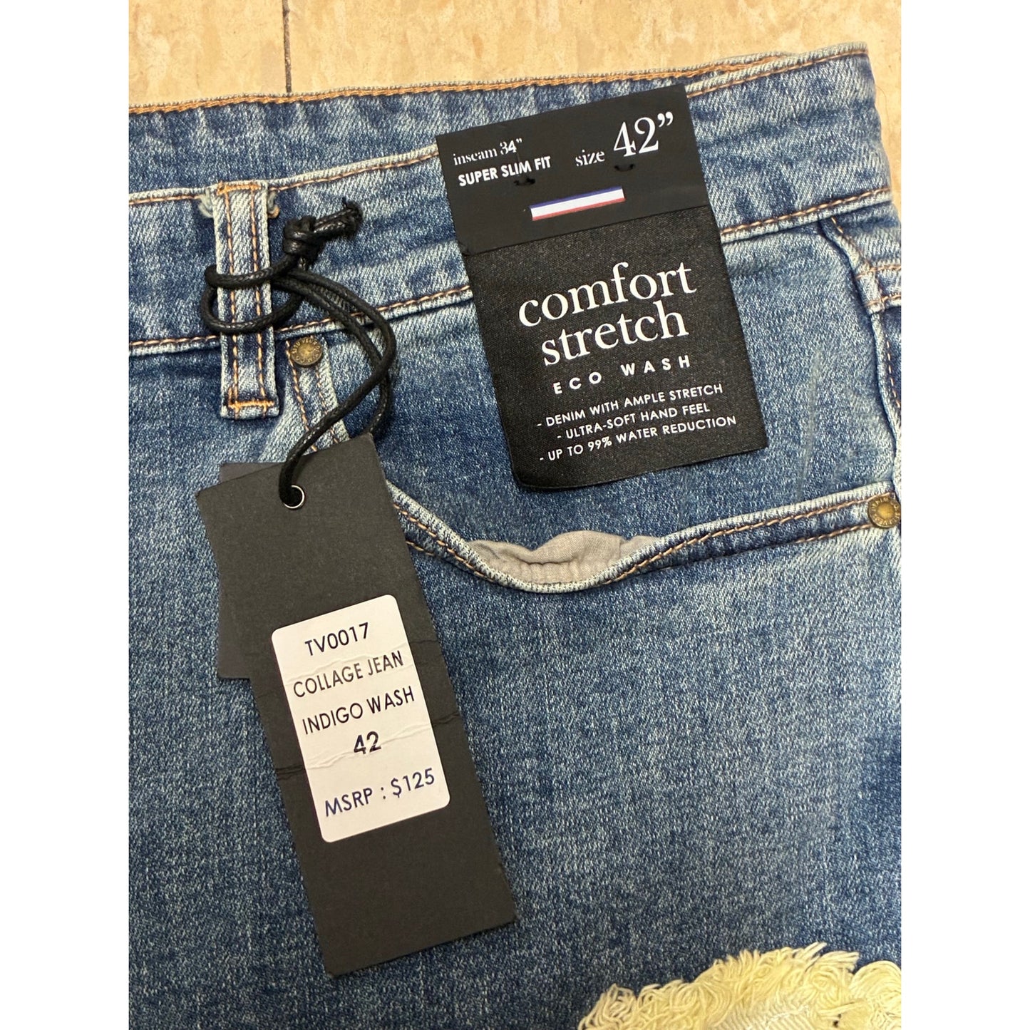 Si Tu Veux Collage Jean Indigo Wash TV0017 Size 42