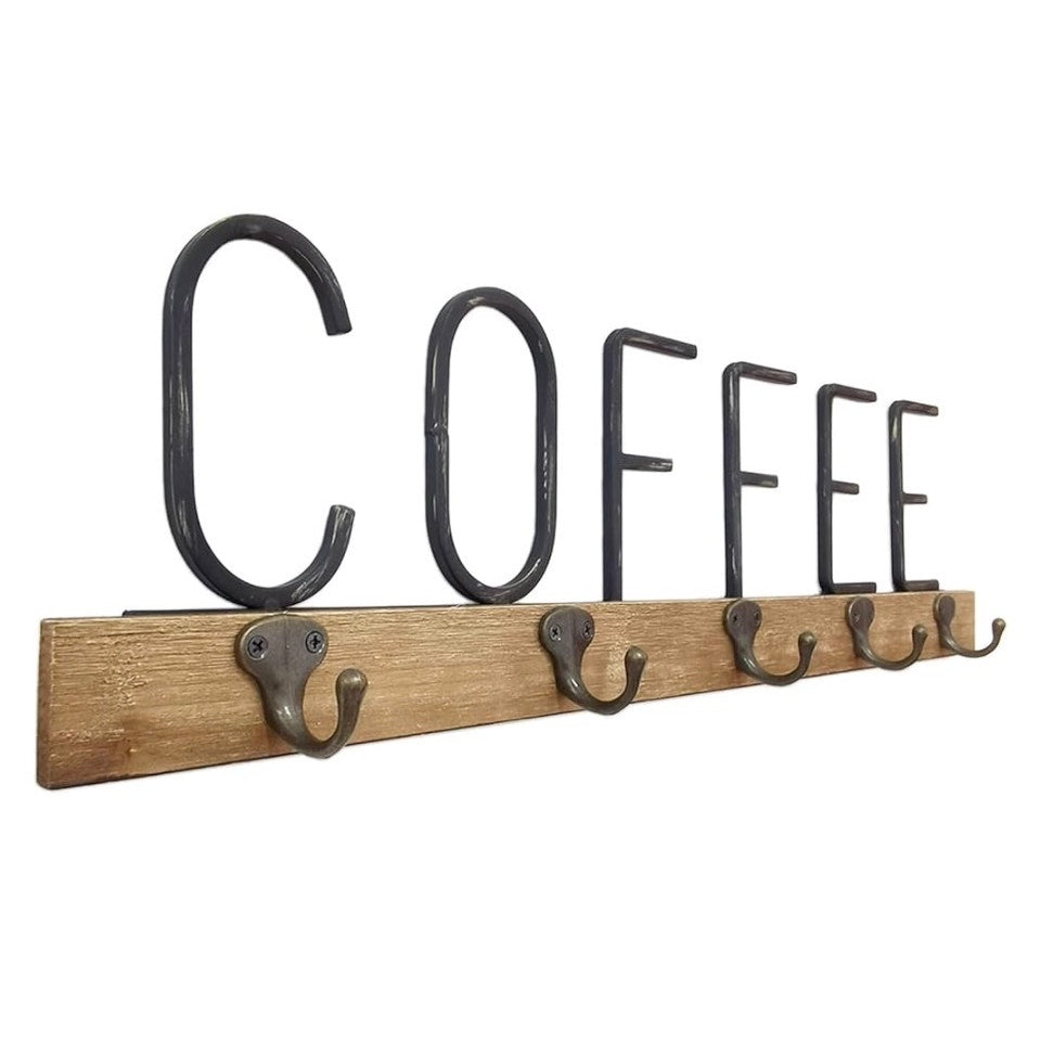 Vintage Farmhouse Metal Tube Letter Coffee Sign Coffee Mugs Rack