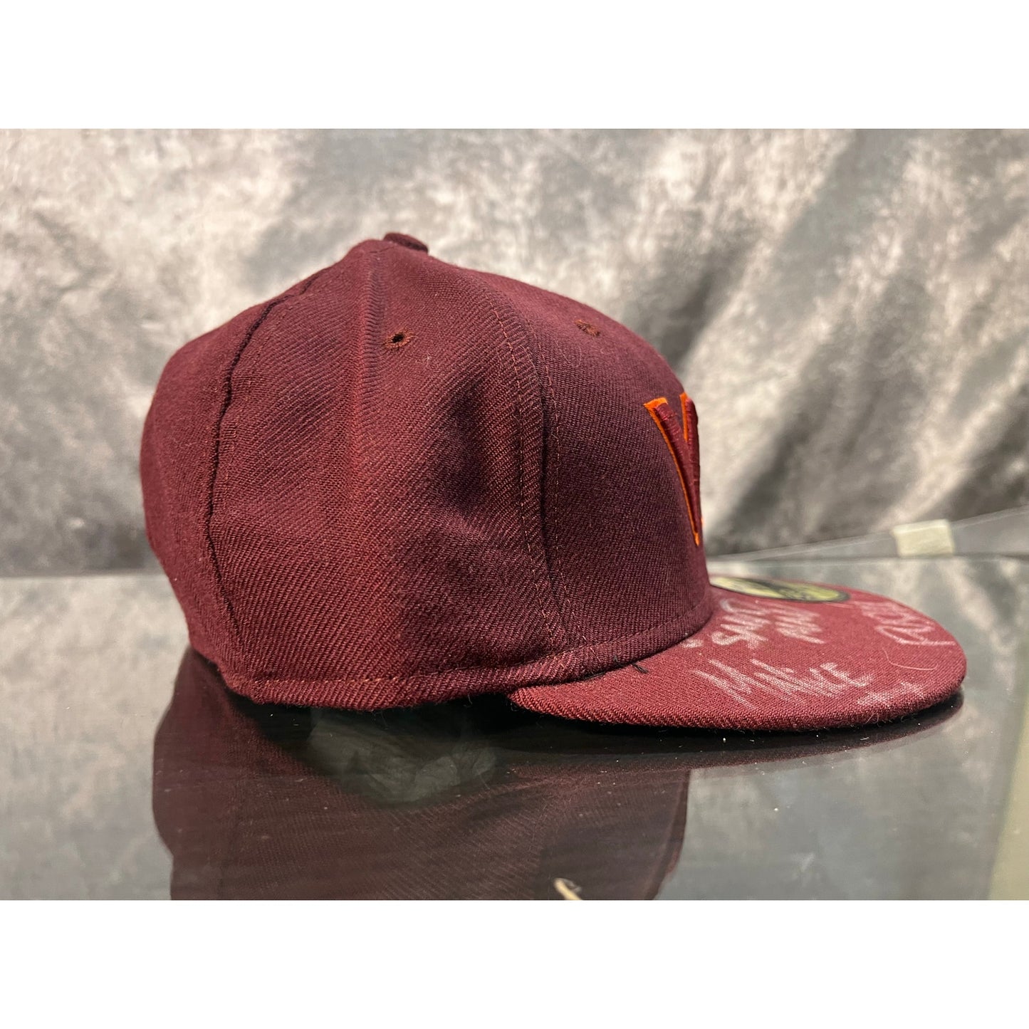 Autograph Men's New Era Maroon Virginia Tech Hokies Hat Sign By Sandman