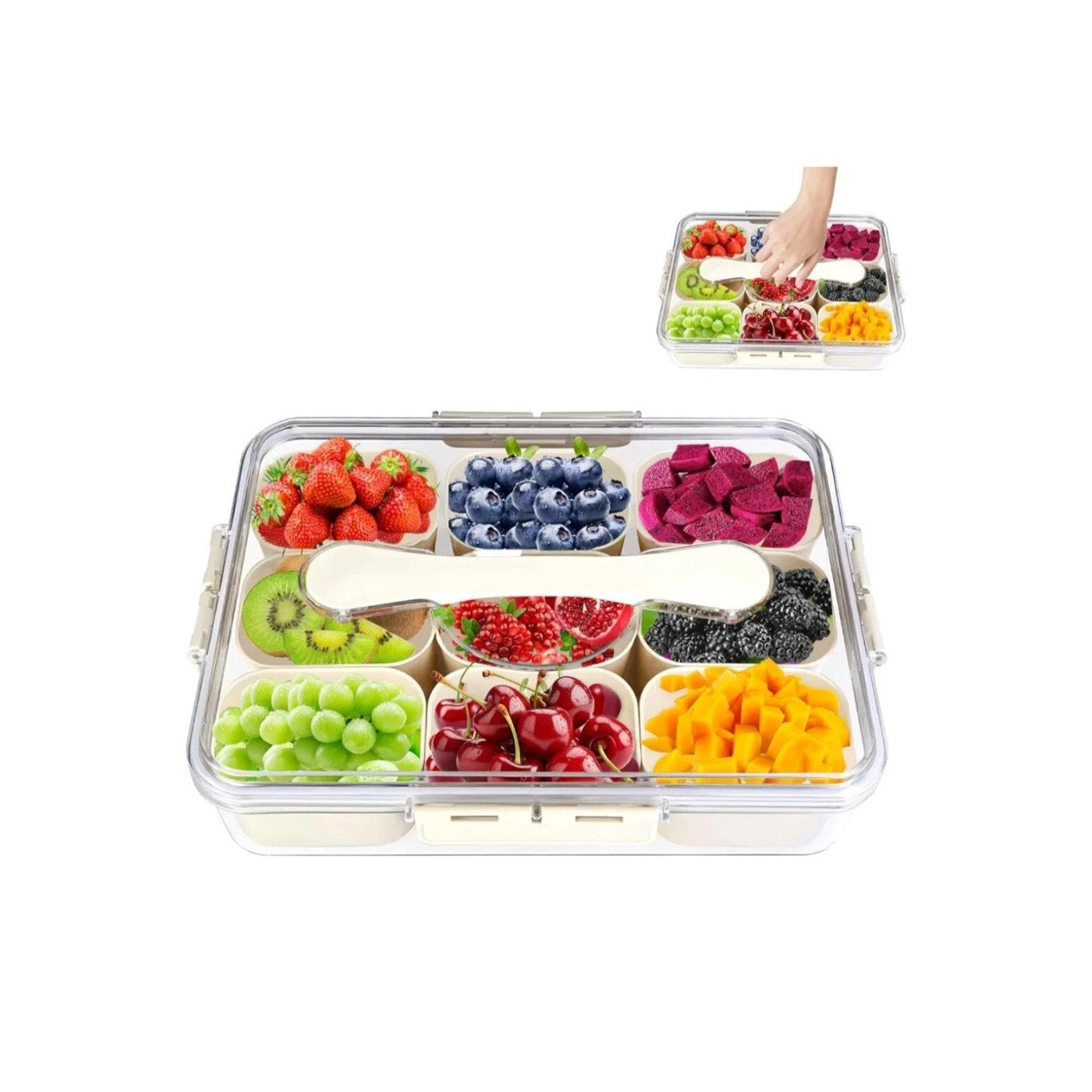 Divided Serving Tray with Lid and Handle Snackle Snack Box Charcuterie Container