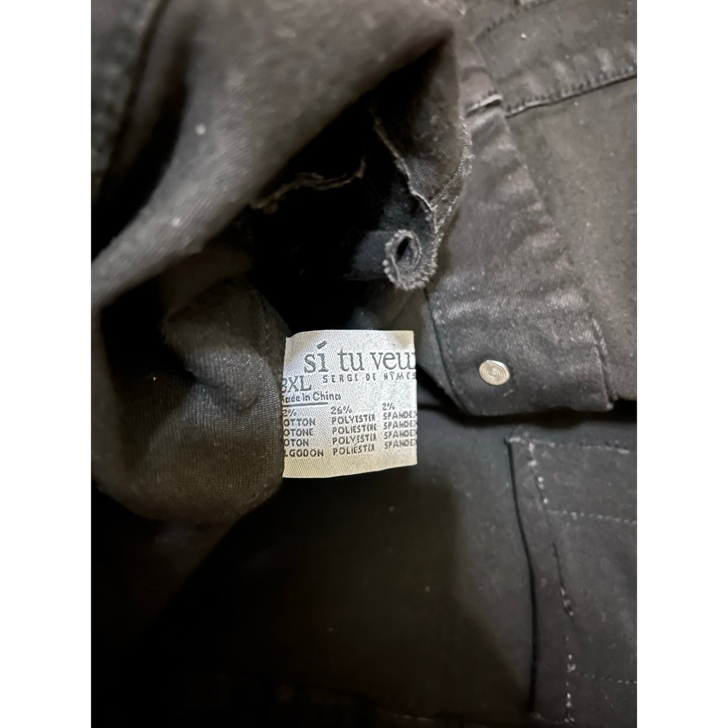 Si Tu Veux Black Men’s Jean Jacket Size XXXL