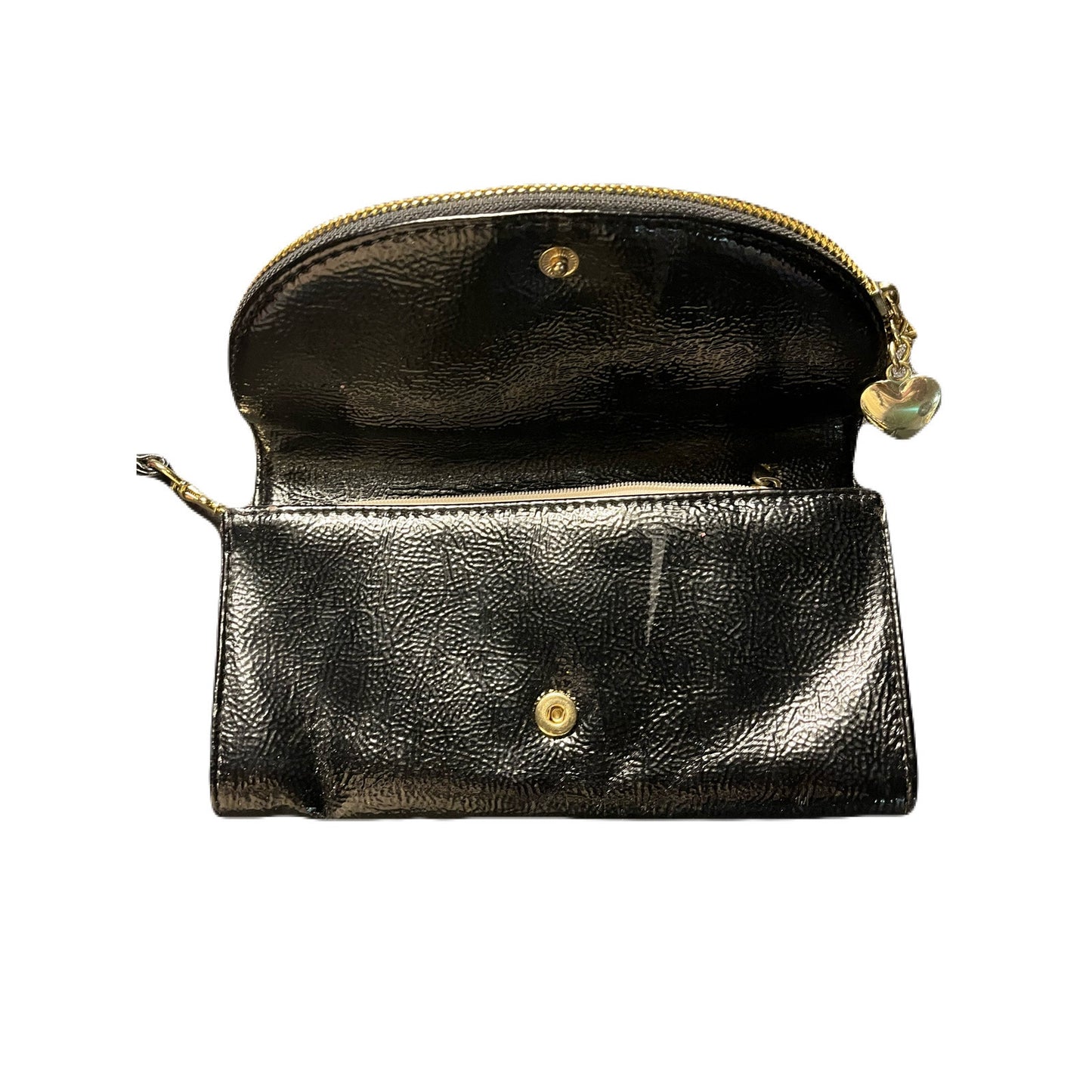 Black Women’s Standed Wallet With A Gold Zipper 8” W X 4” L