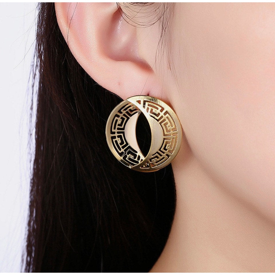 Yellow Gold Plated Earrings Chandelier Latch Back Clasp L622