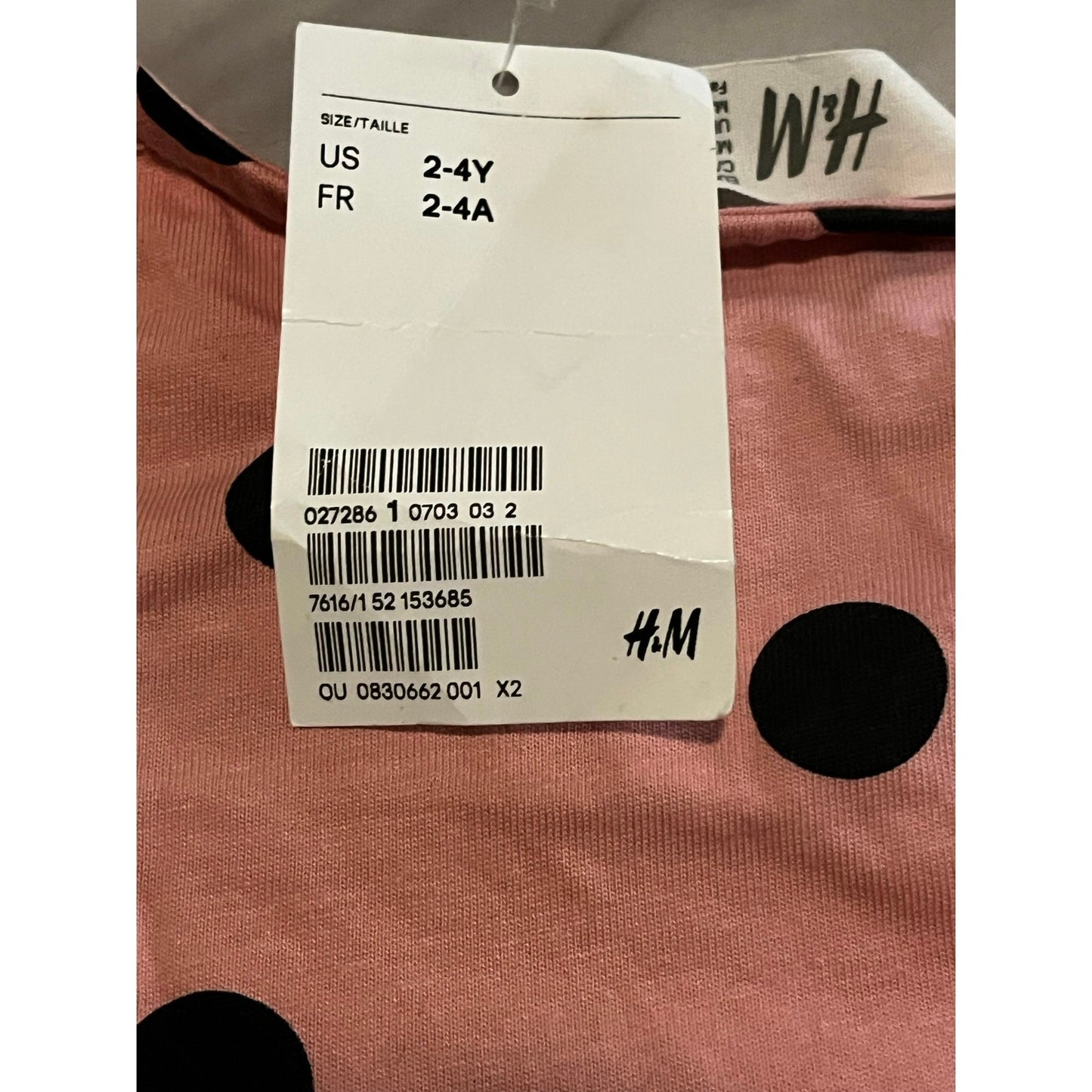 H & M Pink T-Shirt Size 2-4Y