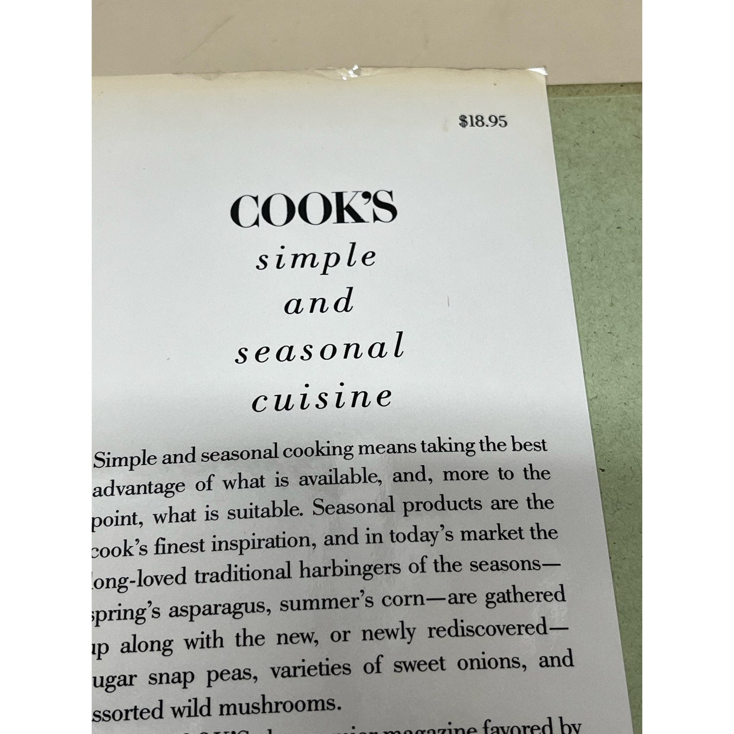 Cook's simple and seasonal cuisine