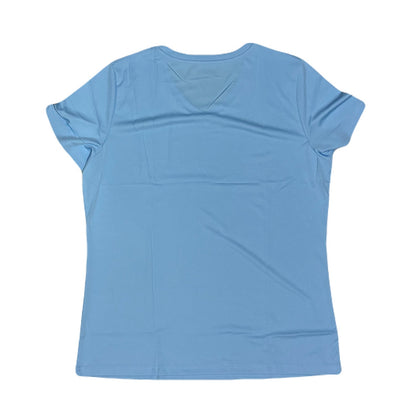 Boladeci Blue T-Shirt For Women’s Short Sleeve V Neck Dry Fit Workout Top Sz L