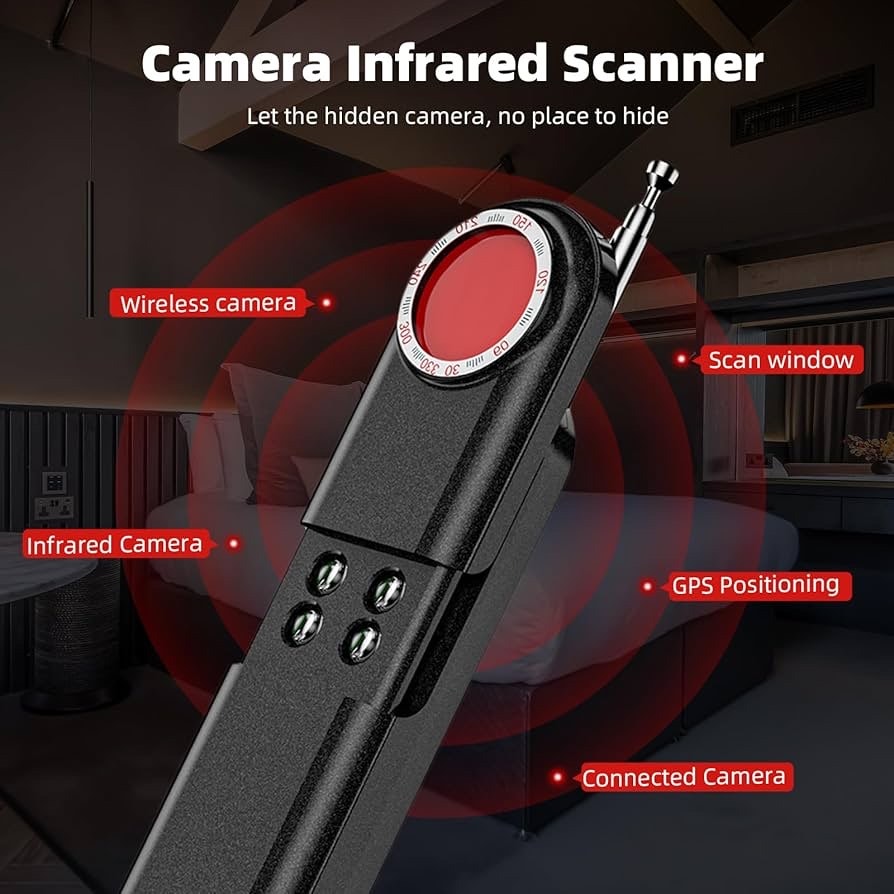 Hidden Camera Detector - 2025 Camera Detector, Hidden Device GPS Detector, Bug Detector, Camera Detector for Hotels, Travel, Office, 5 Levels Sensitivity (Black)